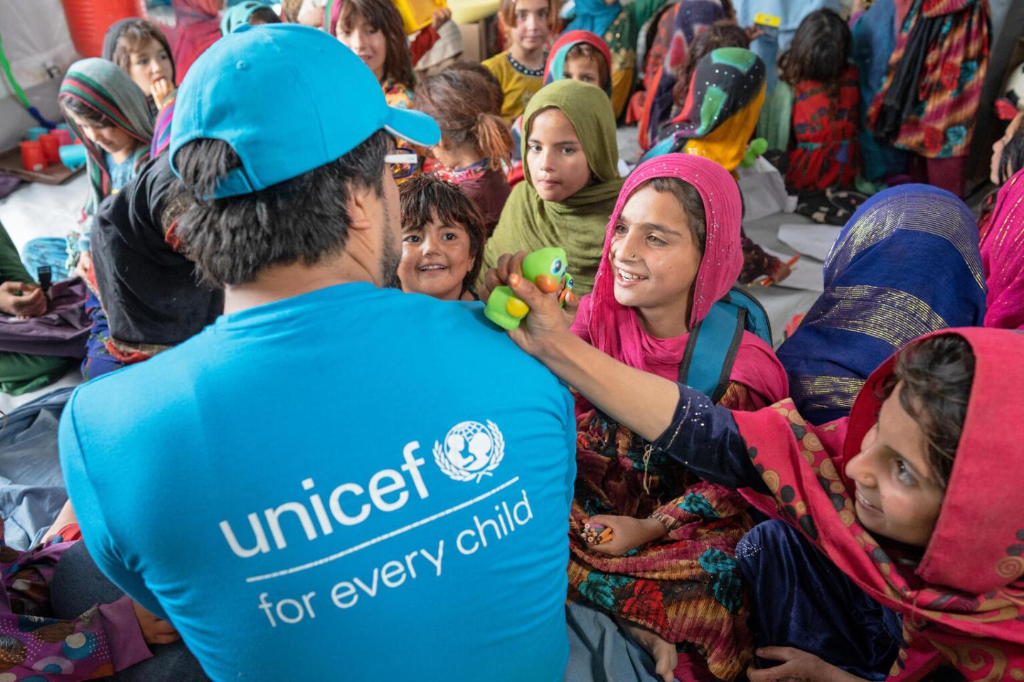 Children in a UNICEF-supported classroom